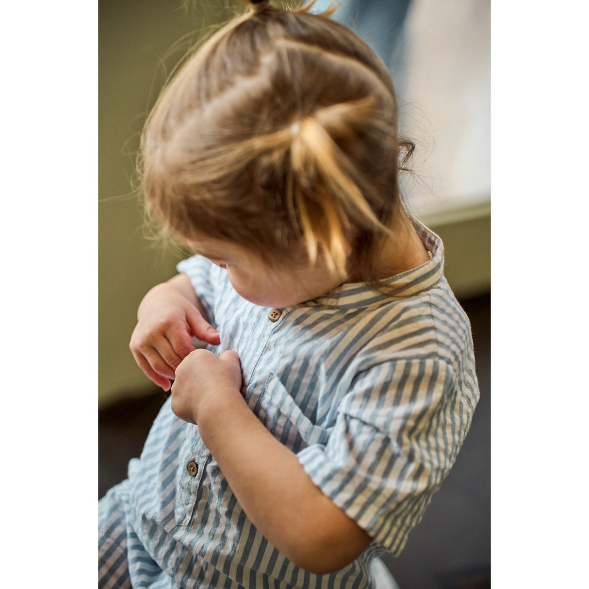 THE NEW Siblings X Luksusbaby Blue Fog Striped Ojo Buksedrakt