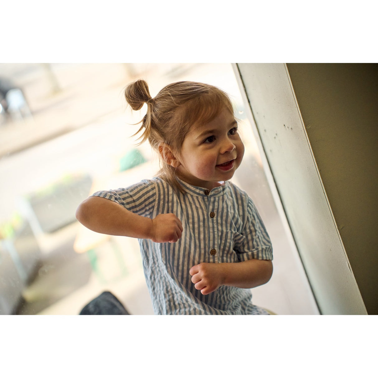 THE NEW Siblings X Luksusbaby Blue Fog Striped Ojo Buksedrakt