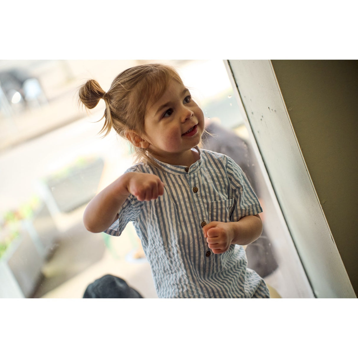 THE NEW Siblings X Luksusbaby Blue Fog Striped Ojo Buksedrakt