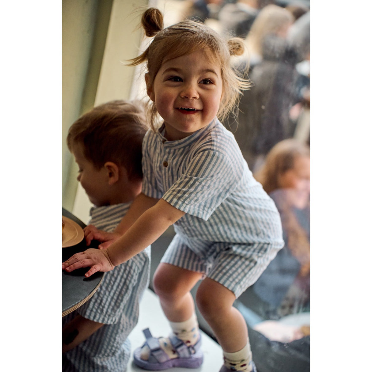 THE NEW Siblings X Luksusbaby Blue Fog Striped Ojo Skjorte