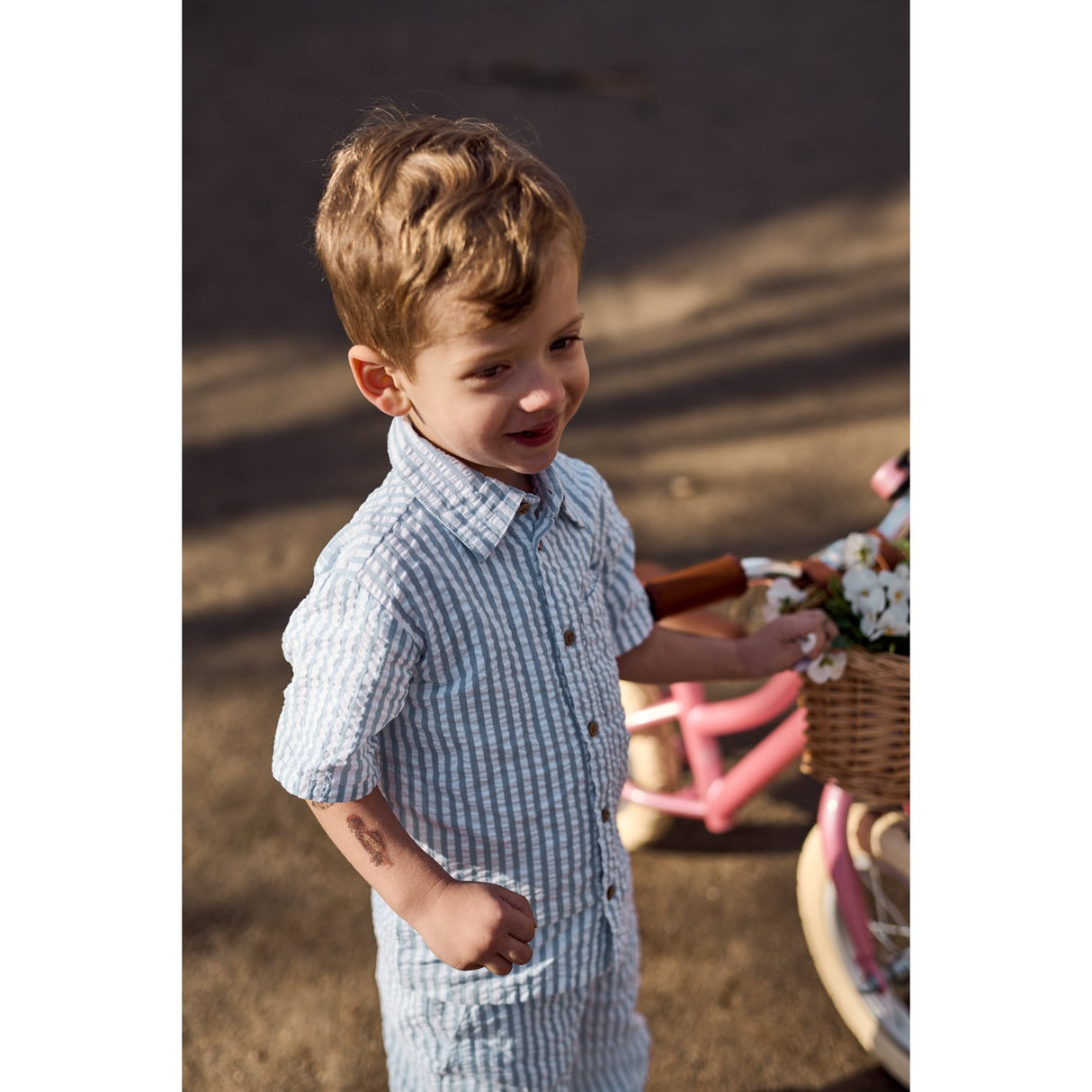 THE NEW Siblings X Luksusbaby Blue Fog Striped Ojo Skjorte