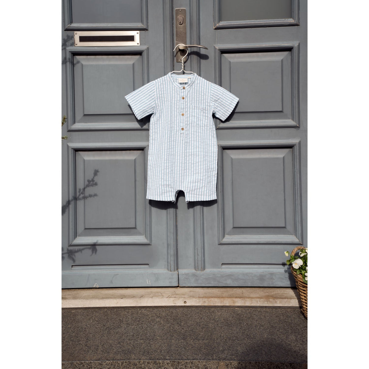 THE NEW Siblings X Luksusbaby Blue Fog Striped Ojo Buksedrakt