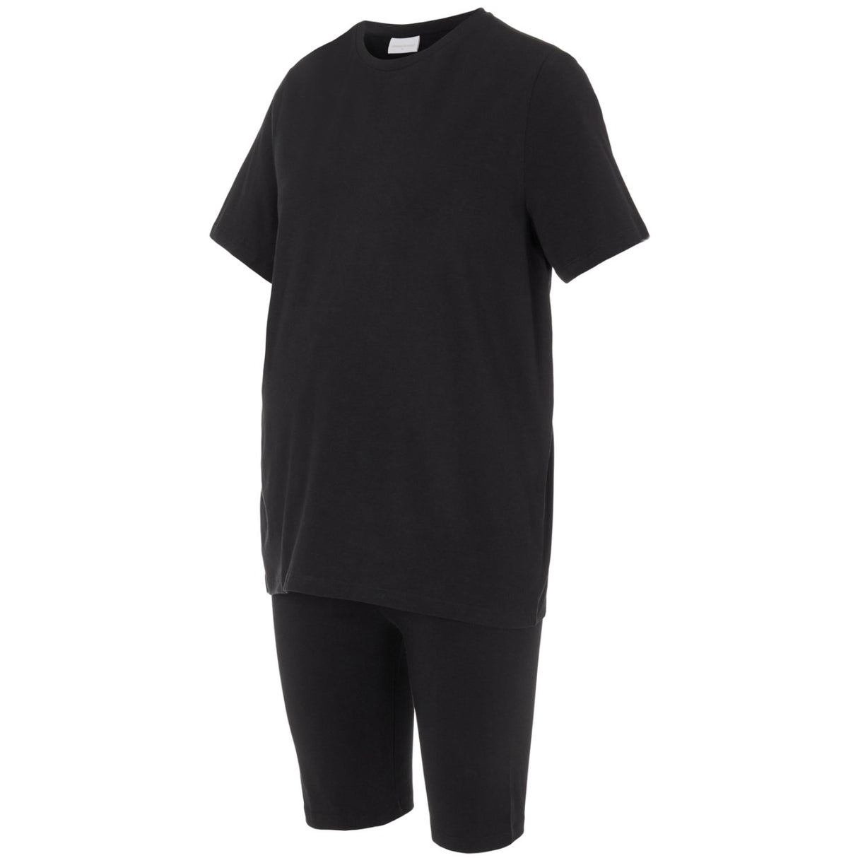 Mama;licious Black Mlsally Solid T-Shirt & Shorts Sett Noos