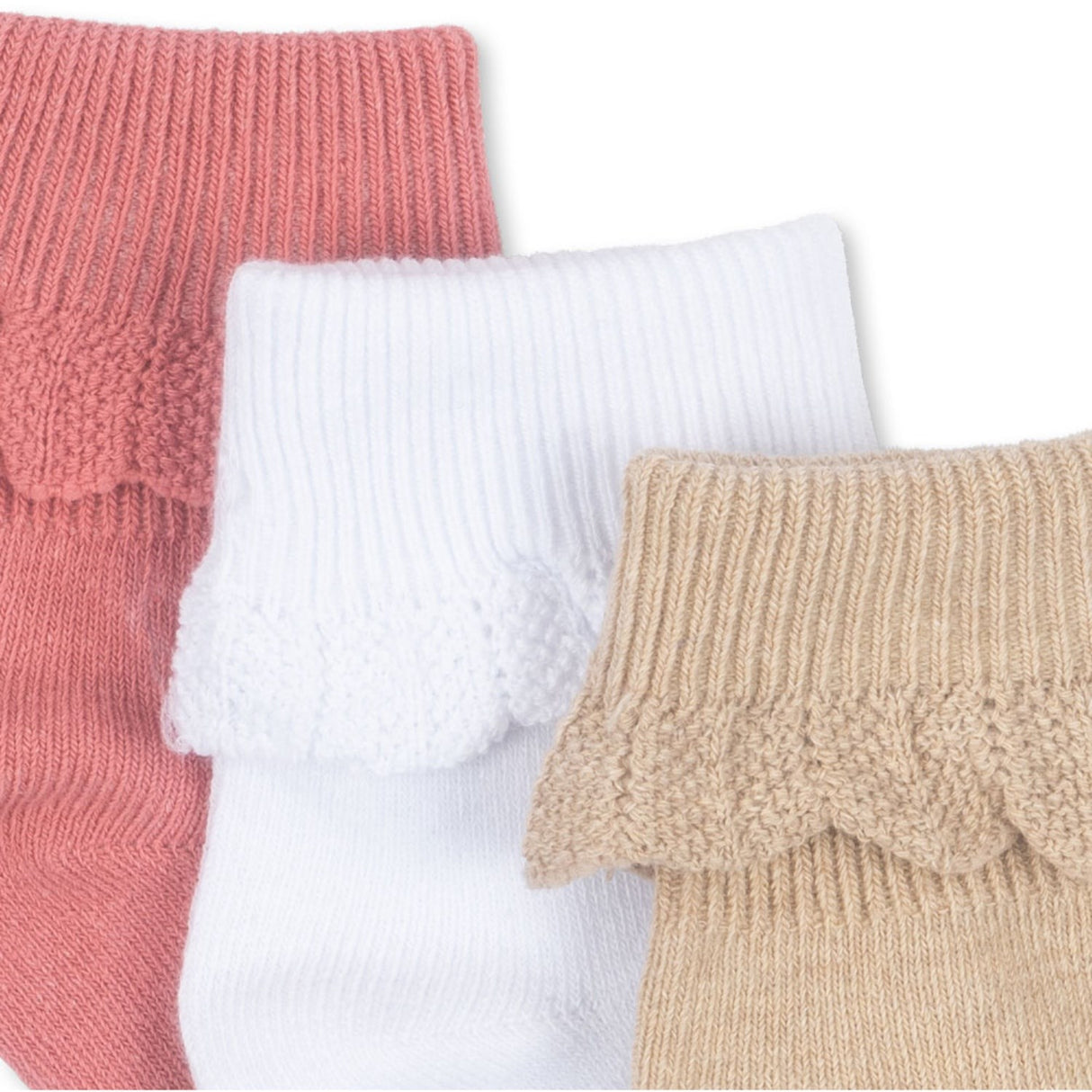 Konges Sløjd Sand/Optic White/Raspberry 3 Pack Frill Strømper