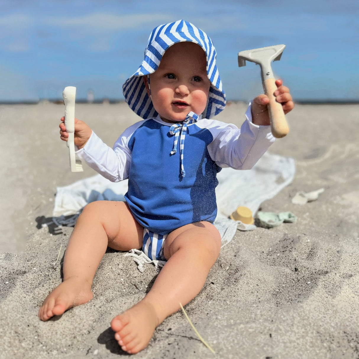 Petit Crabe Sapphire/White Raglan Uv-Skjorte L/S