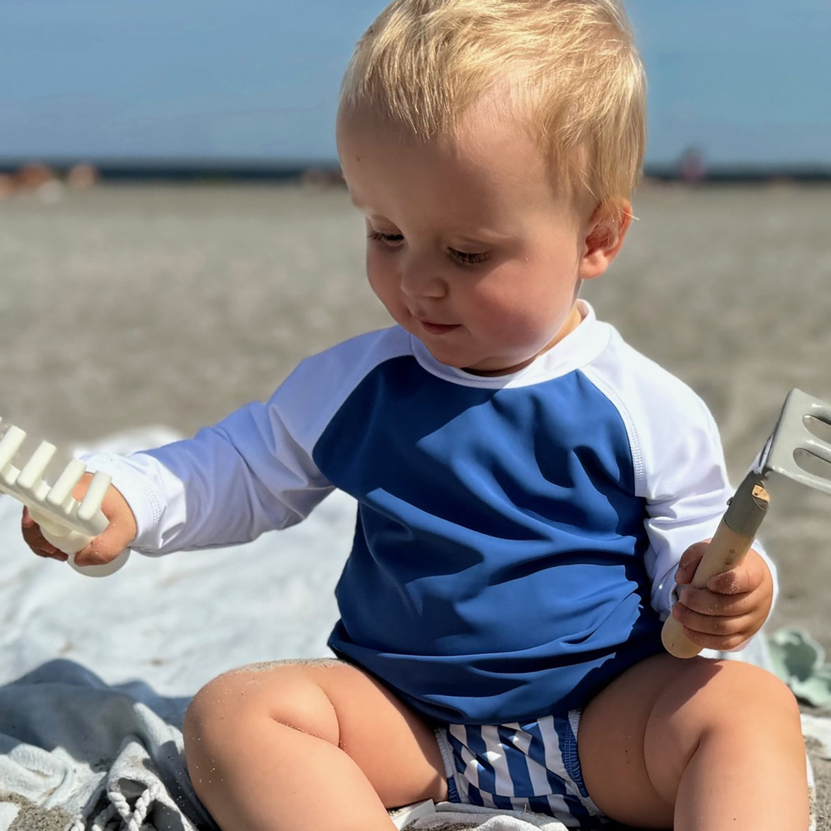 Petit Crabe Sapphire/White Raglan Uv-Skjorte L/S