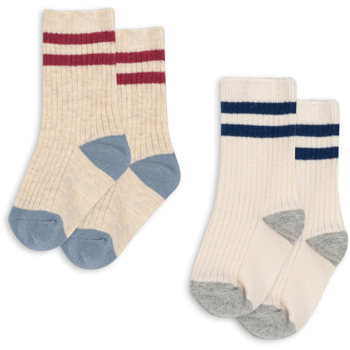 Konges Sløjd Off White/Multi Strip 2 Pack Rib Strømper