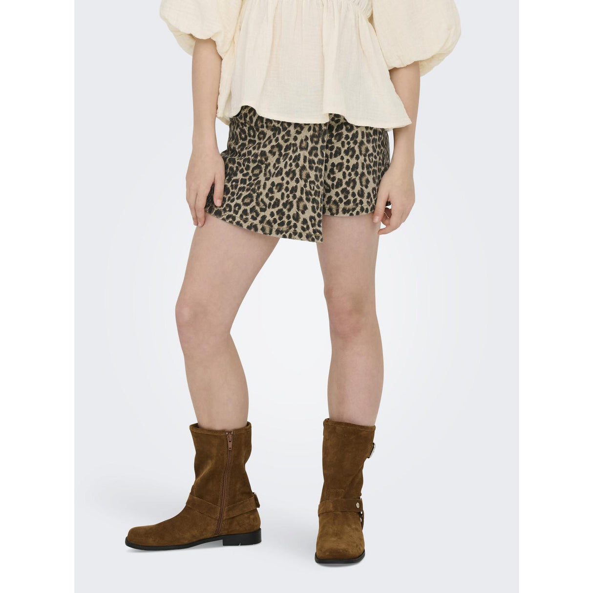 kids ONLY Toasted Coconut Leo Washed Kognaomi Washed Aop Skorts Cs Pnt