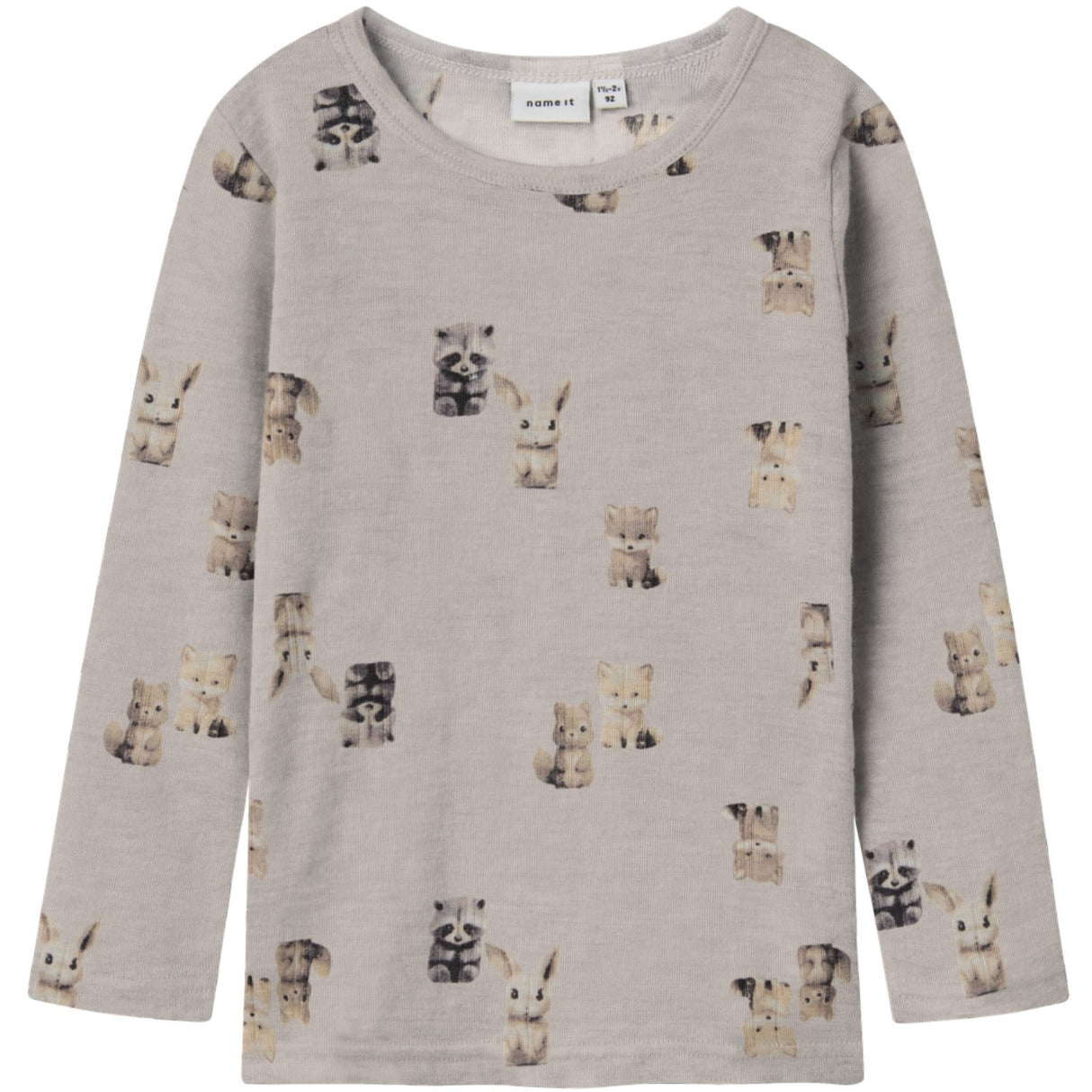 Name It Nacreous Cloud Forest Animals Nmmwang Ull Rib Ls Topp Aop