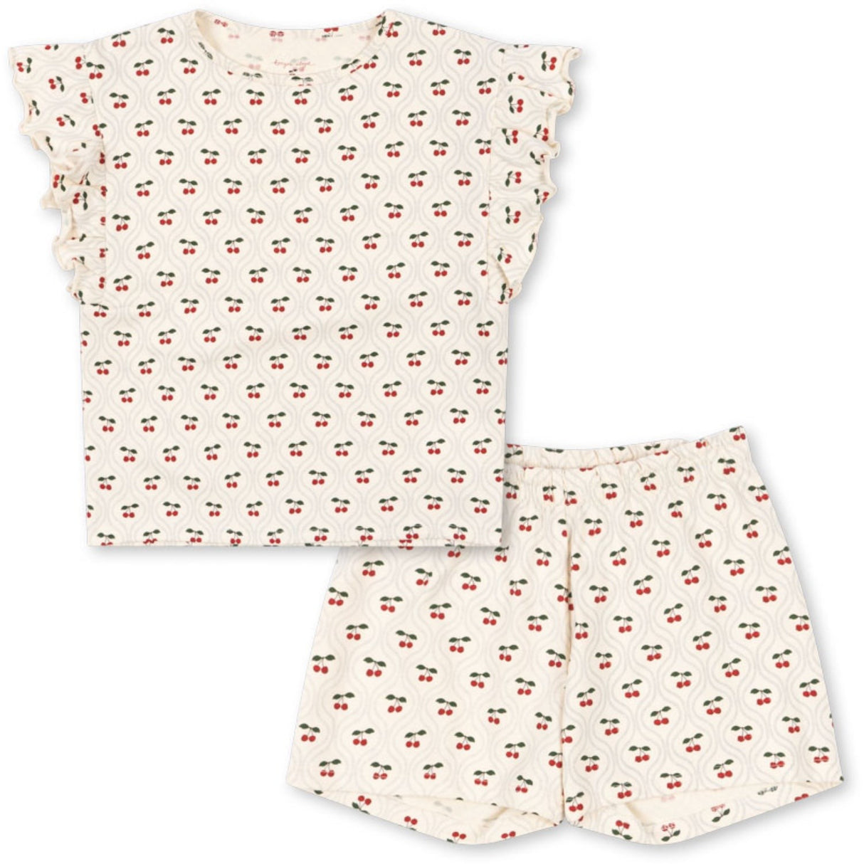 Konges Sløjd Cherry Motif Lin Frill Sett Gots