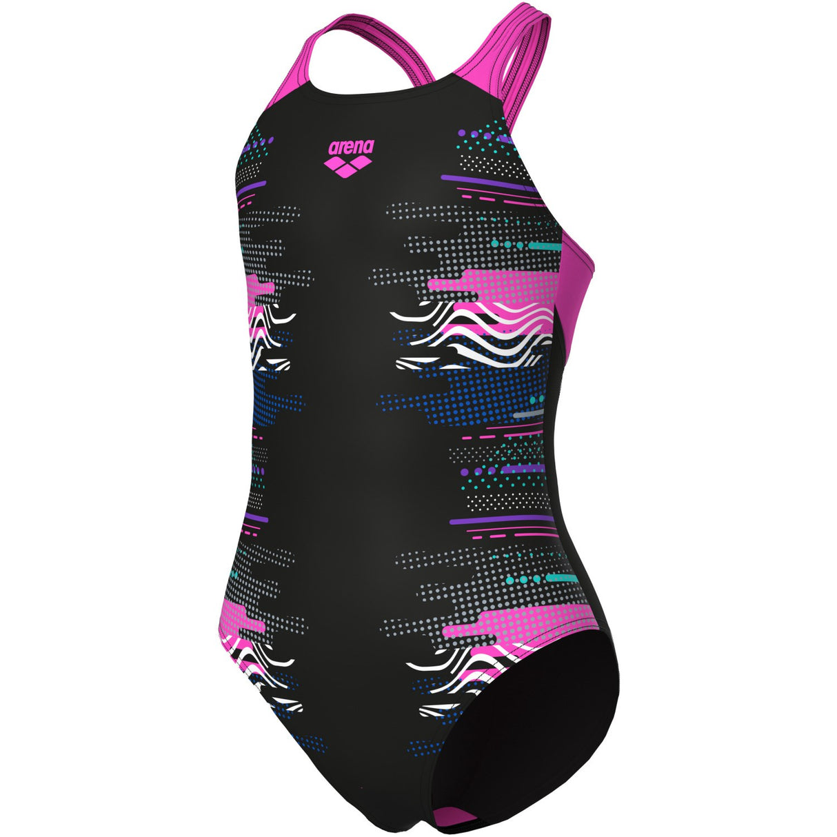 Arena Black Multi- Girl'S Arena Rhythm Badedrakt V Back L