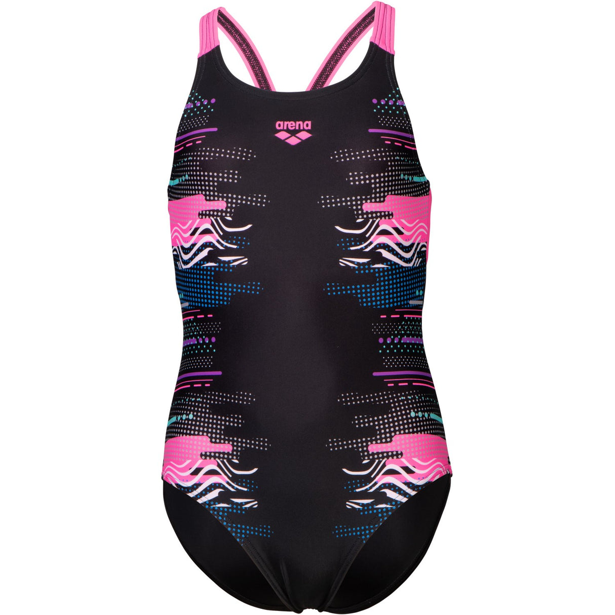 Arena Black Multi- Girl'S Arena Rhythm Badedrakt V Back L