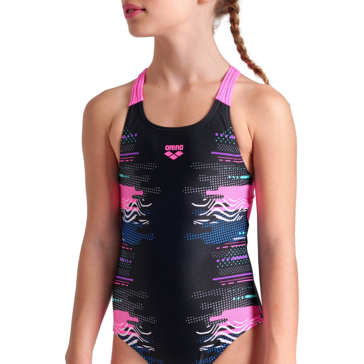 Arena Black Multi- Girl'S Arena Rhythm Badedrakt V Back L