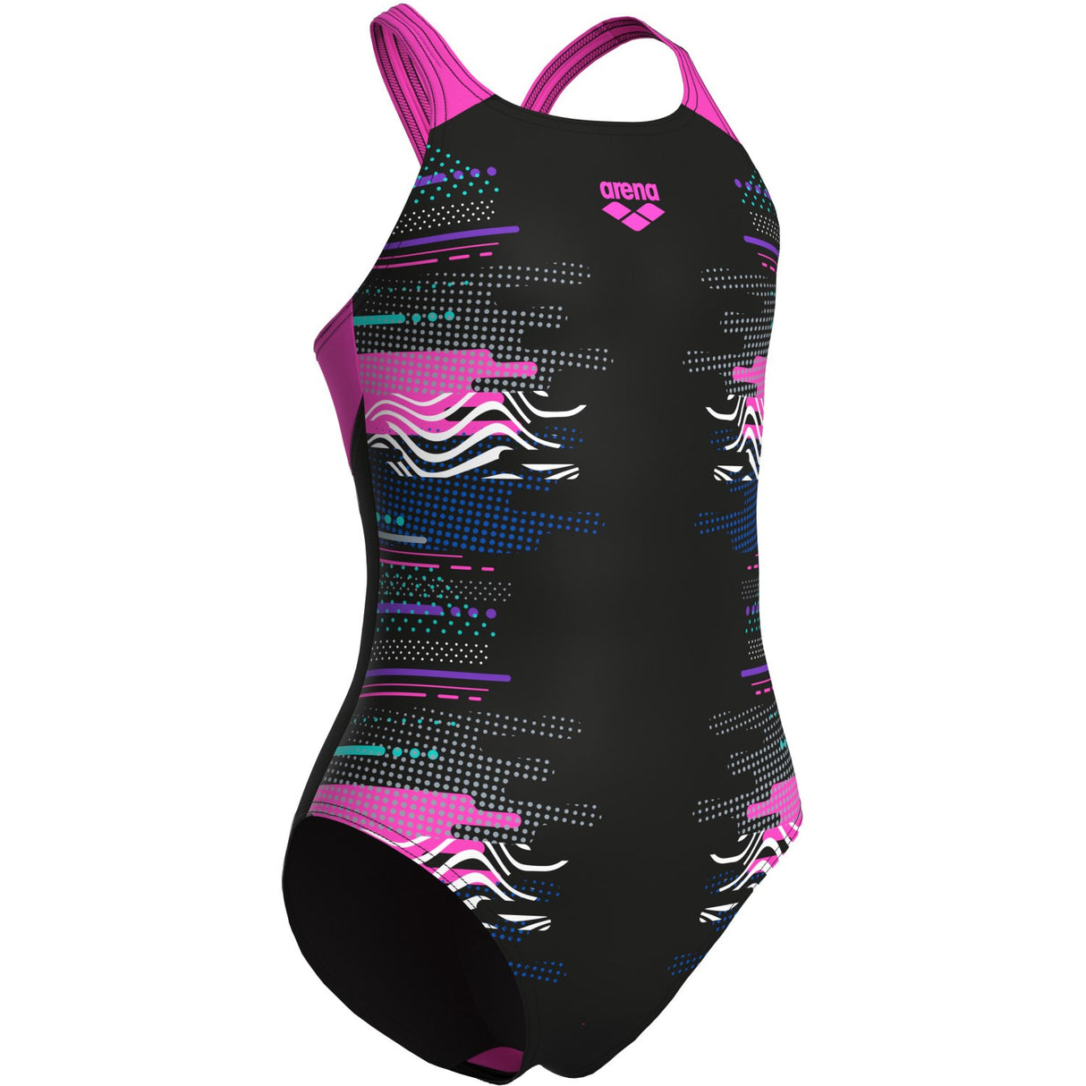 Arena Black Multi- Girl'S Arena Rhythm Badedrakt V Back L