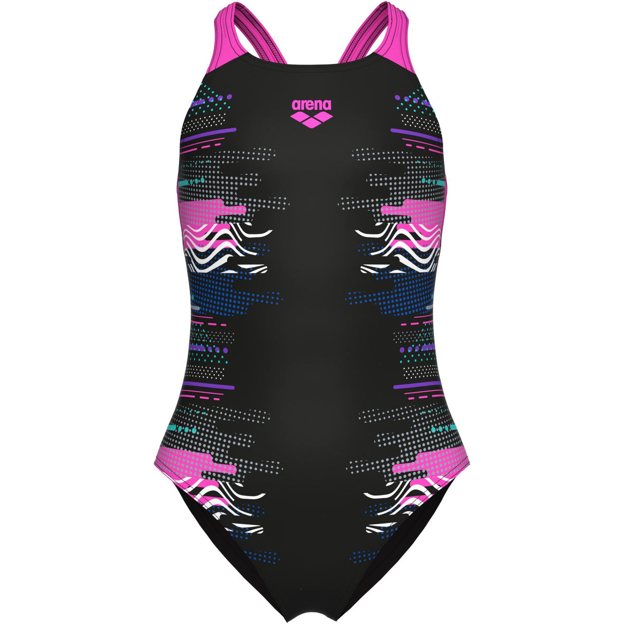 Arena Black Multi- Girl'S Arena Rhythm Badedrakt V Back L