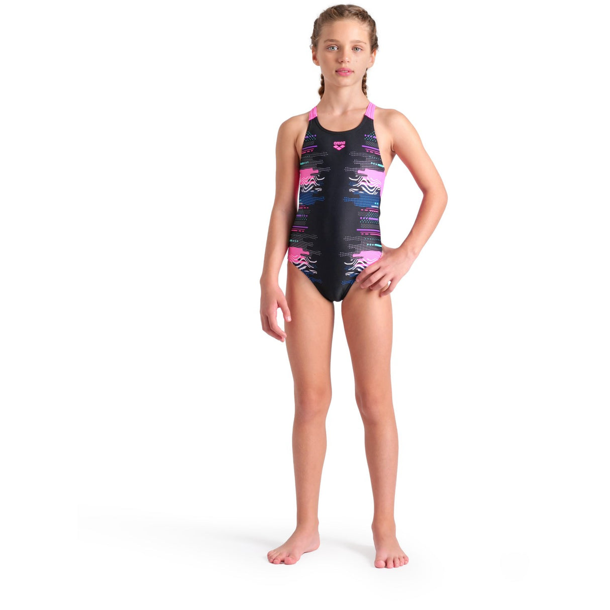Arena Black Multi- Girl'S Arena Rhythm Badedrakt V Back L