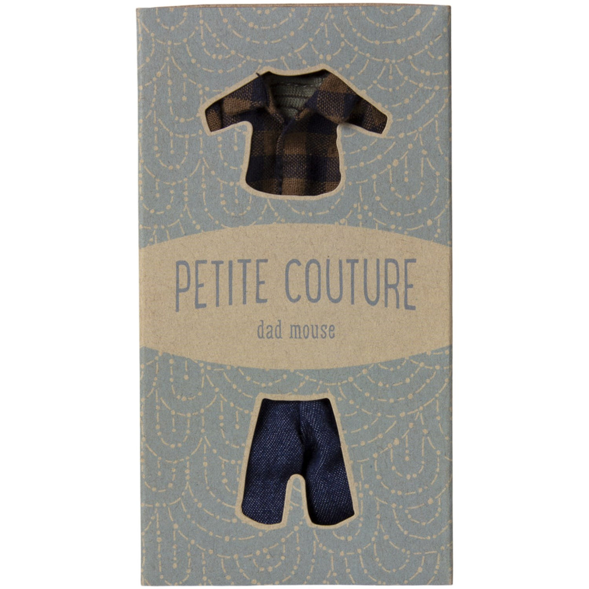 Maileg Brown Checked Skjorte Og Pants, Dad Mouse