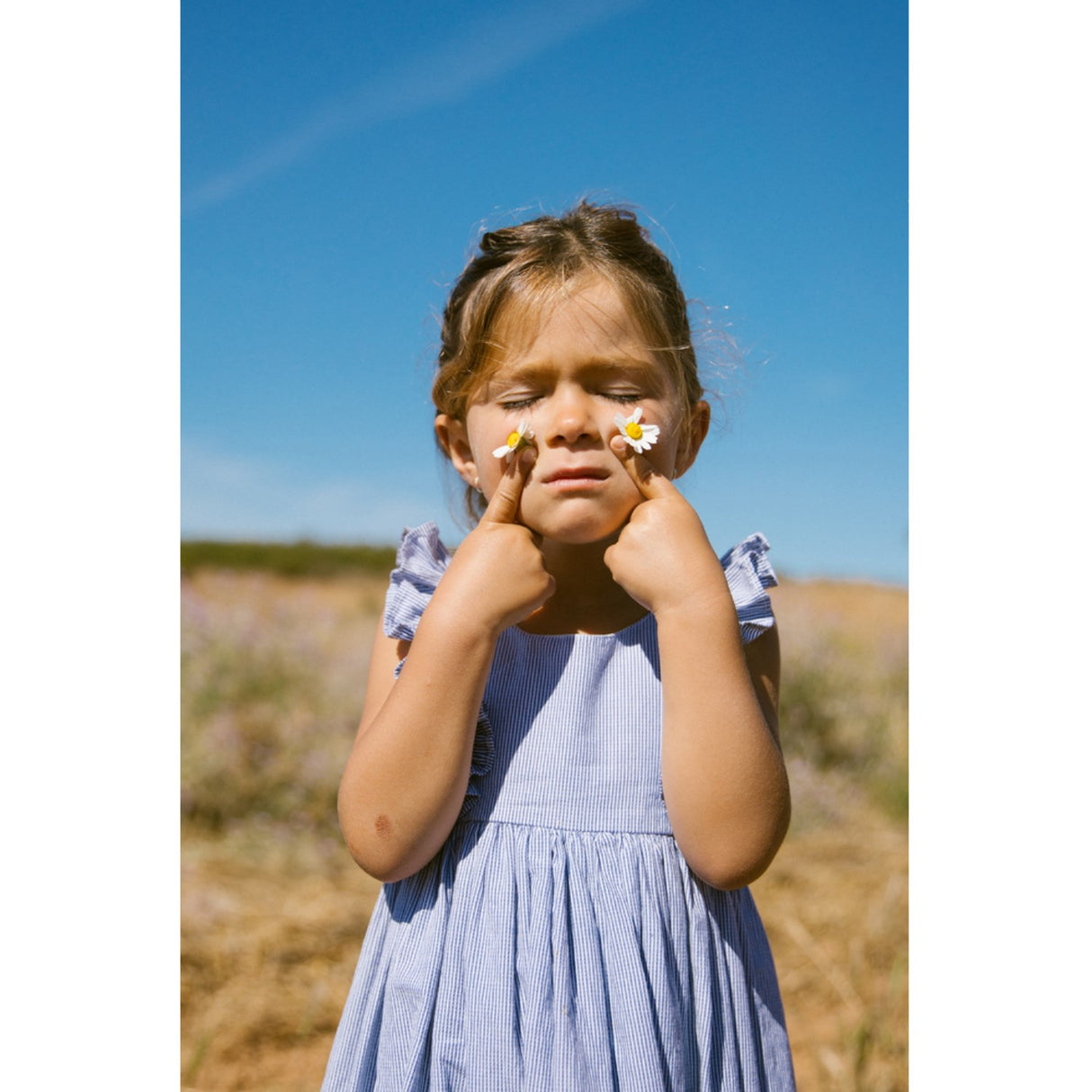 MarMar Fine Cotton Navy Stripe Danita Frill Kjole