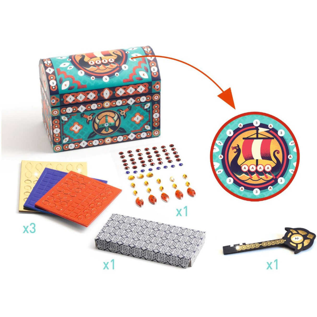 Djeco DIY - Skattekiste, dyrebare skatter