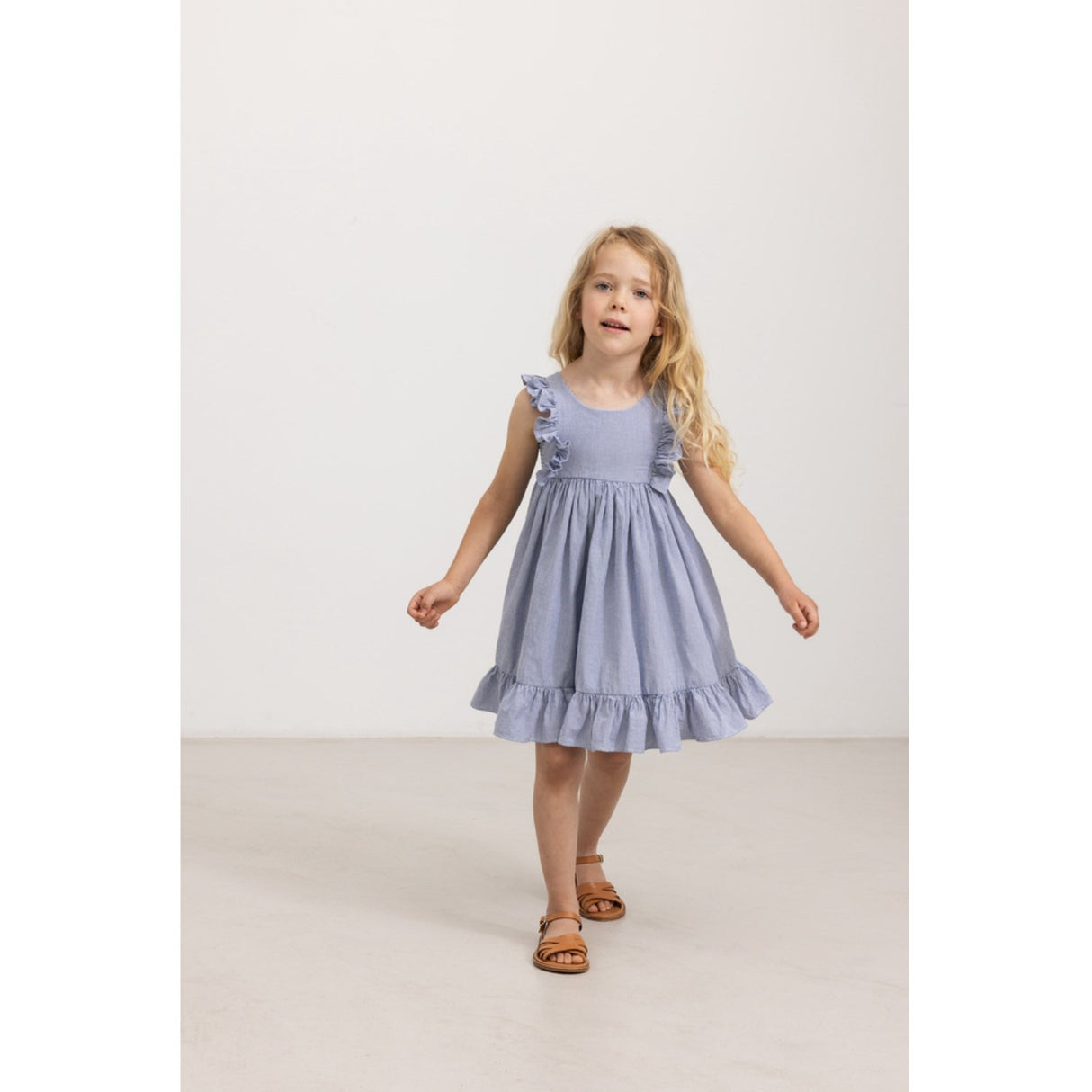 MarMar Fine Cotton Navy Stripe Danita Frill Kjole