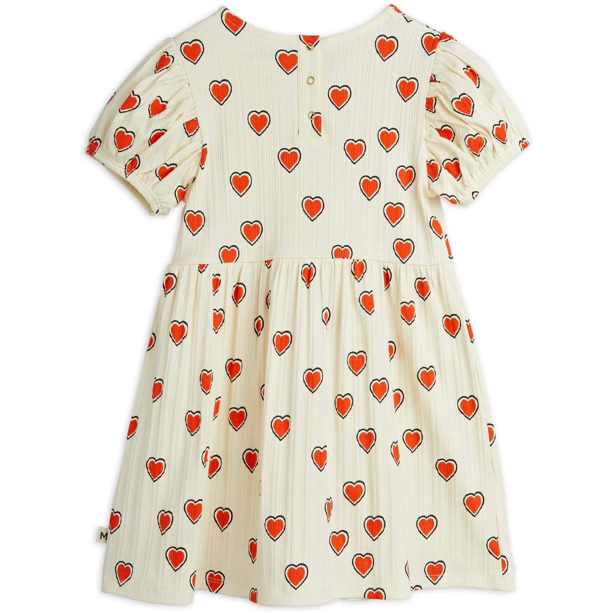 Mini Rodini Offwhite Outlined Hearts AOP Kjole