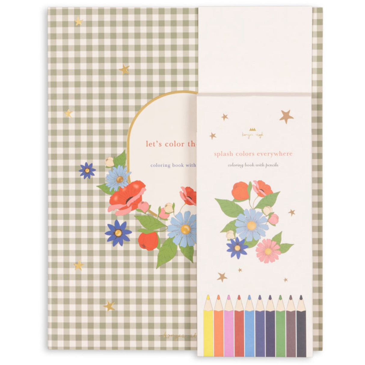 Konges Sløjd Green Tea Check Farge Bok og Farge Pencils Fsc