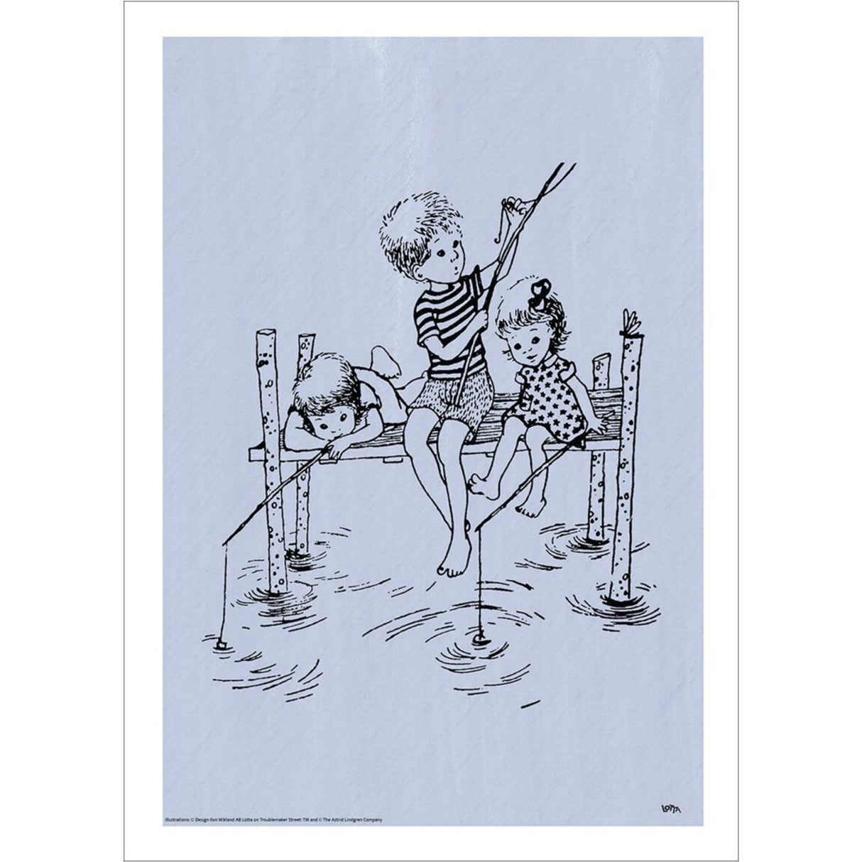 Poster & Frame Astrid Lindgren - Fishing Rod - Lotta