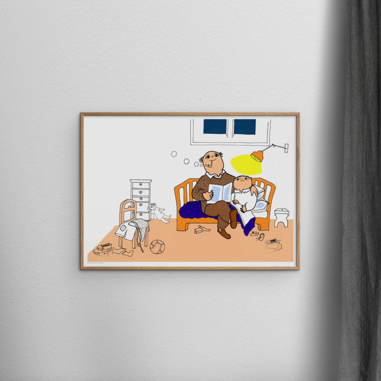 Poster & Frame Alfons Åberg - Godnat Alfons - Far Læser Godnathistorie