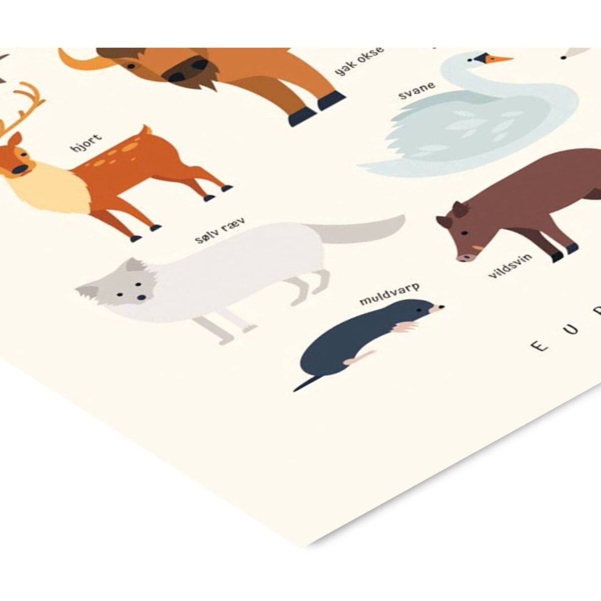 Poster & Frame Citatplakat - Europas Dyr – Børneplakat