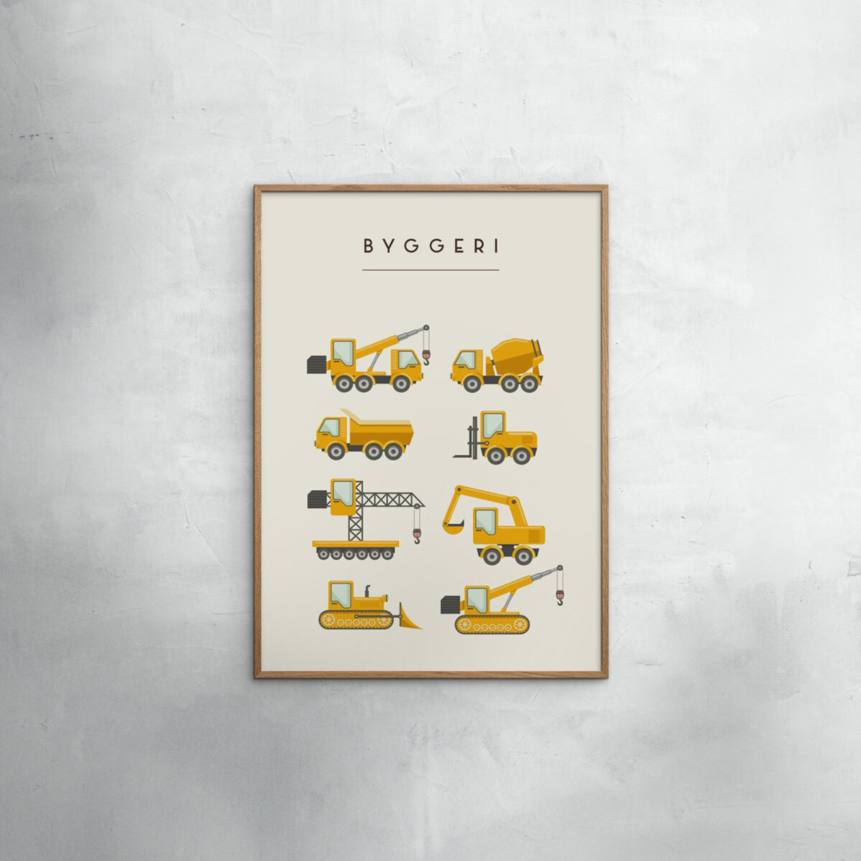 Poster & Frame Citatplakat - Byggeri Maskiner – Børneplakat