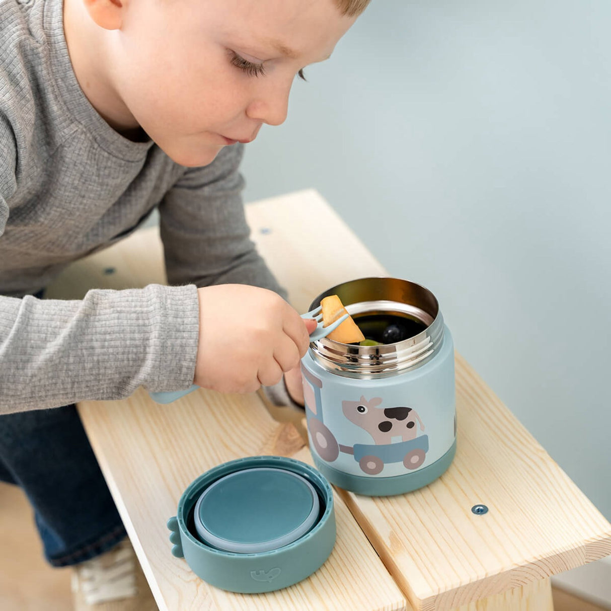 DonebyDeer Blue Termisk Matbeholder Tiny Farm 300 Ml