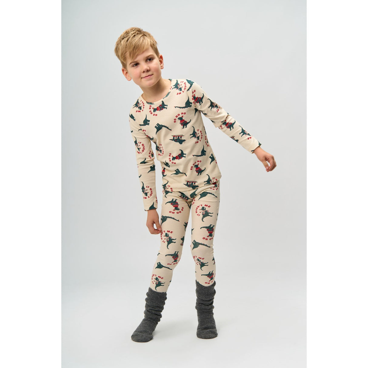 The New Gardenia Dino AOP Holiday Rib Night Sett