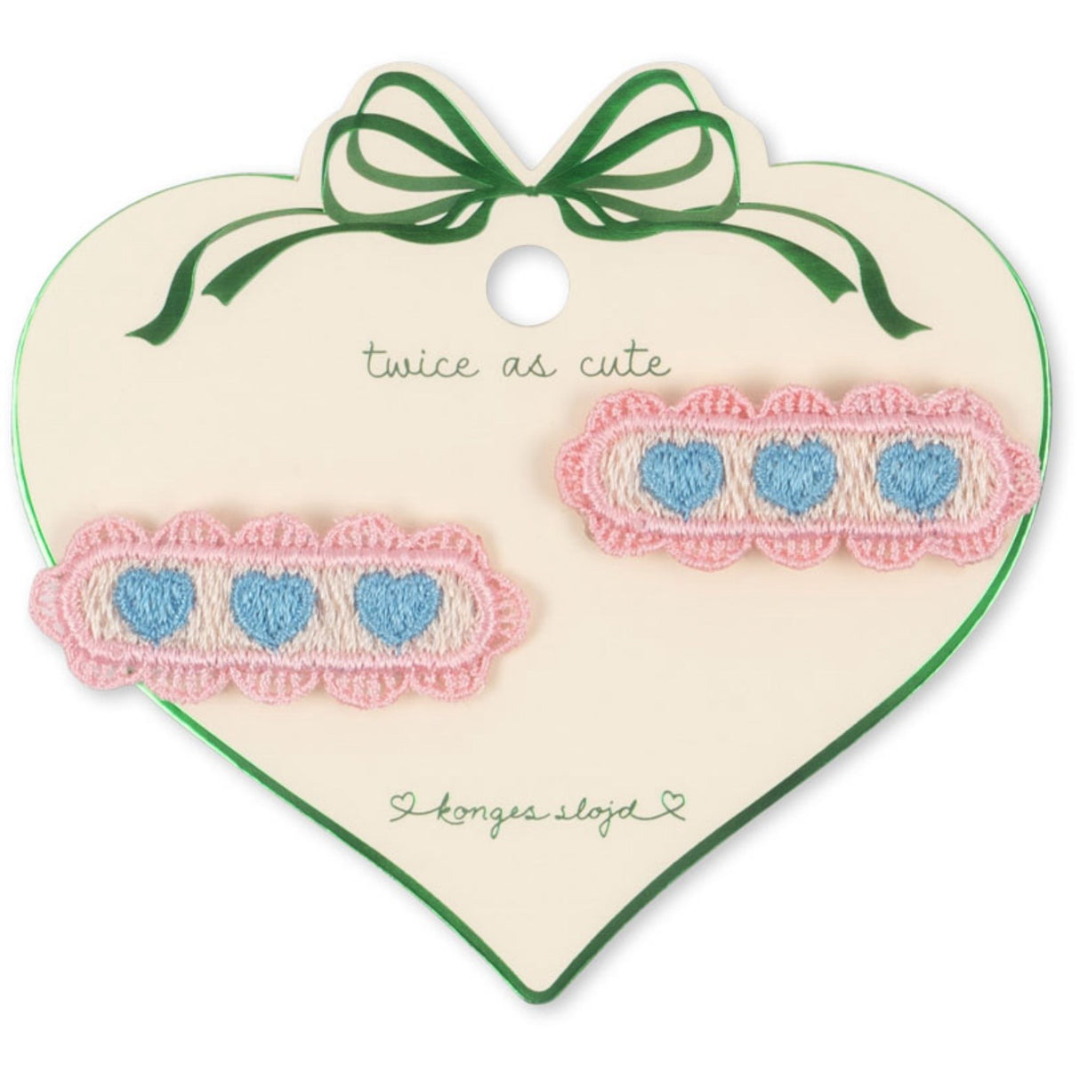 Konges Sløjd Buttercream 2 Pack Heart Embroidery Hårklipp