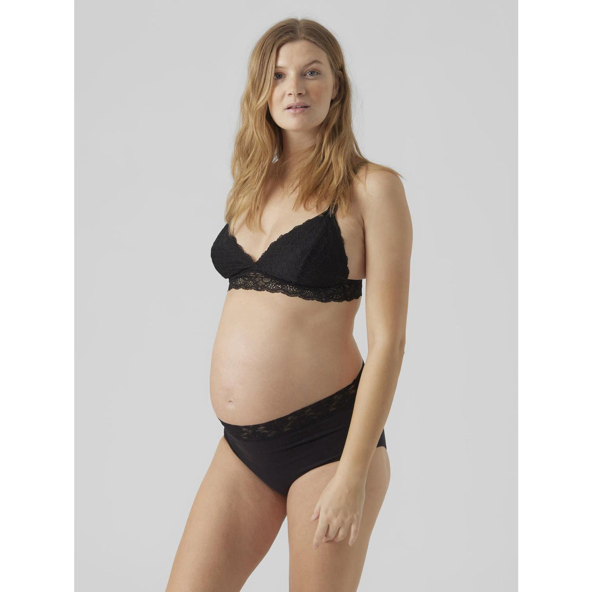 Mama;licious Black Mlheal Hw Lace Truser 2-P Noos