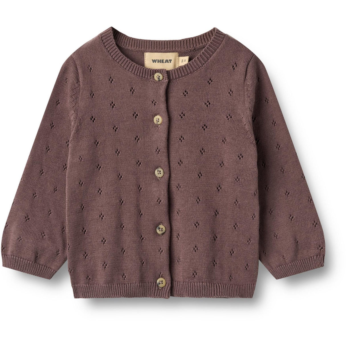Wheat Plum Strikk Cardigan Maia