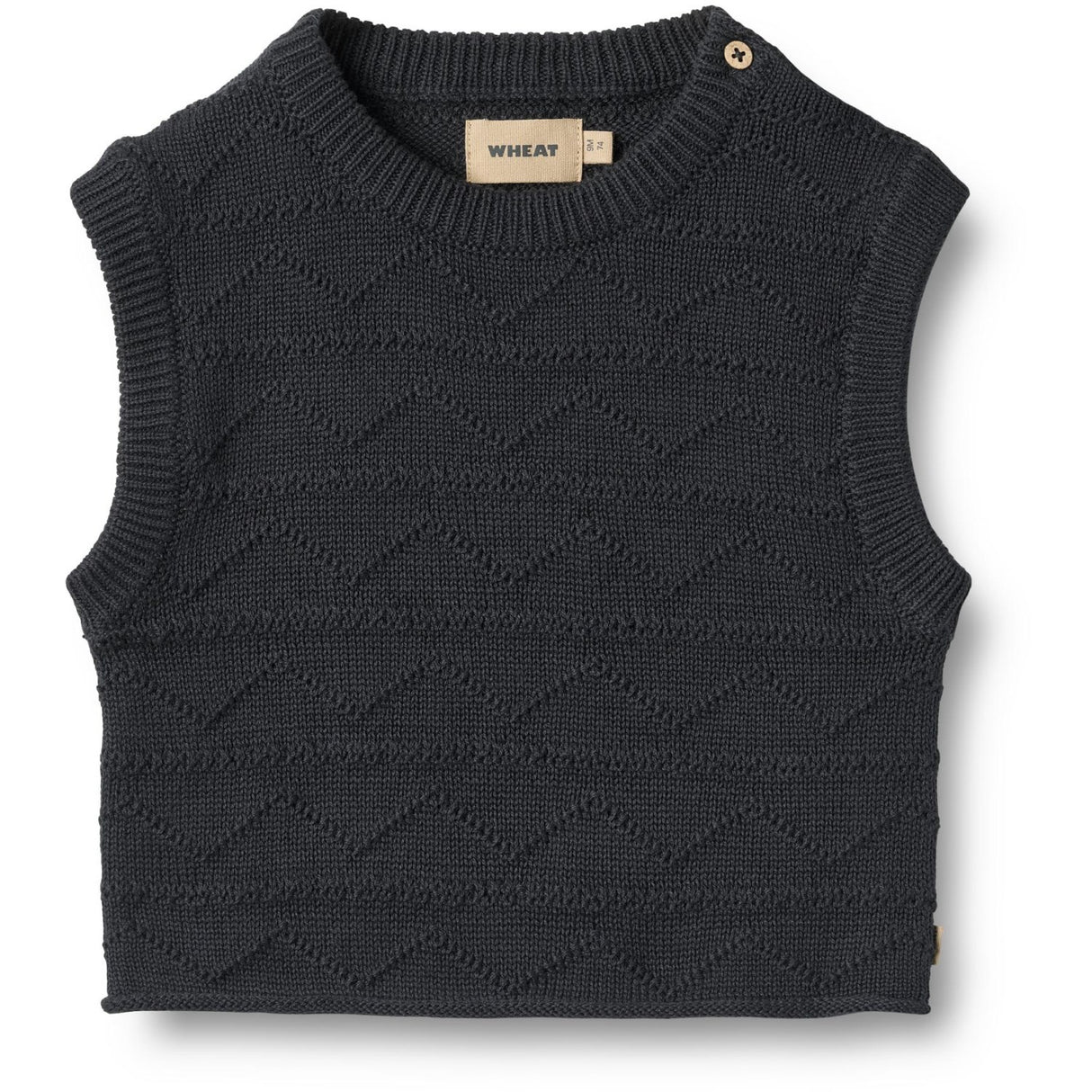 Wheat Navy Strikk Vest Bobby