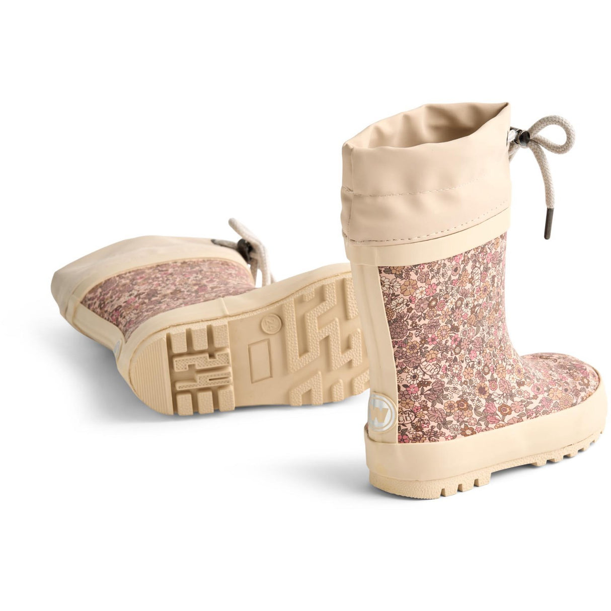 Wheat Rose Dust Flowers Rubber Støvler Thermo Print