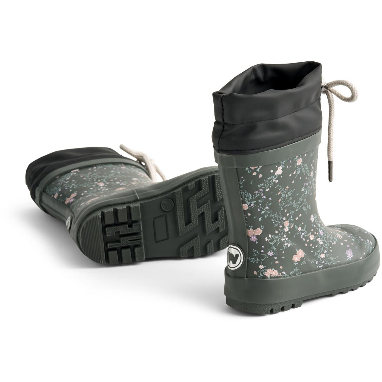 Wheat Forest Lake Checked Flowers Rubber Støvler Thermo Print