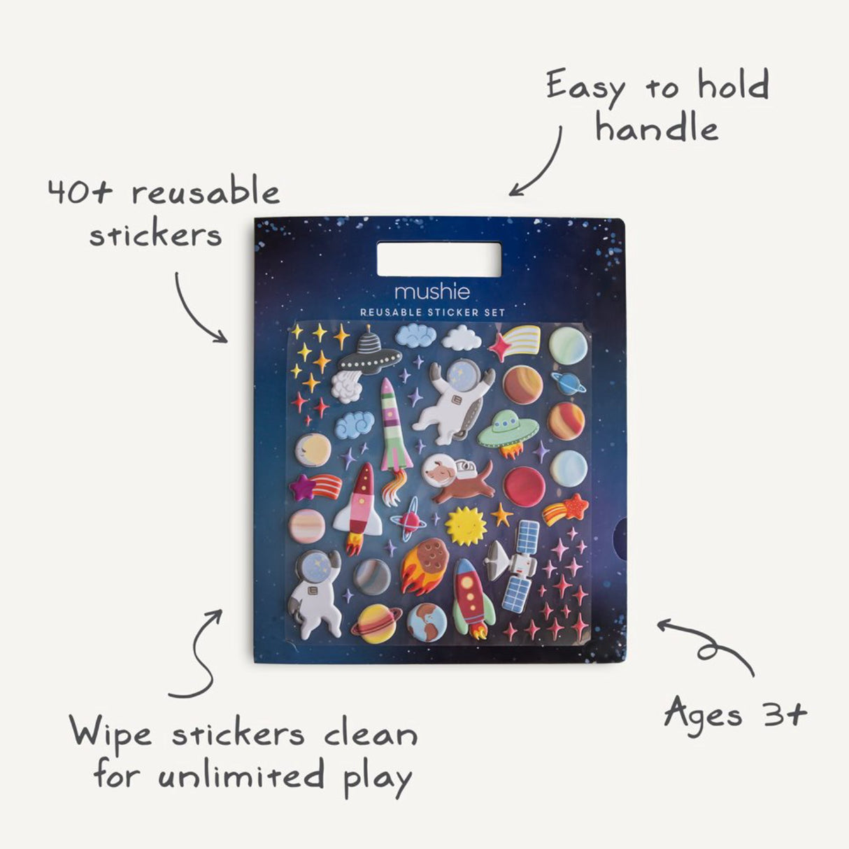 Mushie Dino Reusable Klistremerke Sett