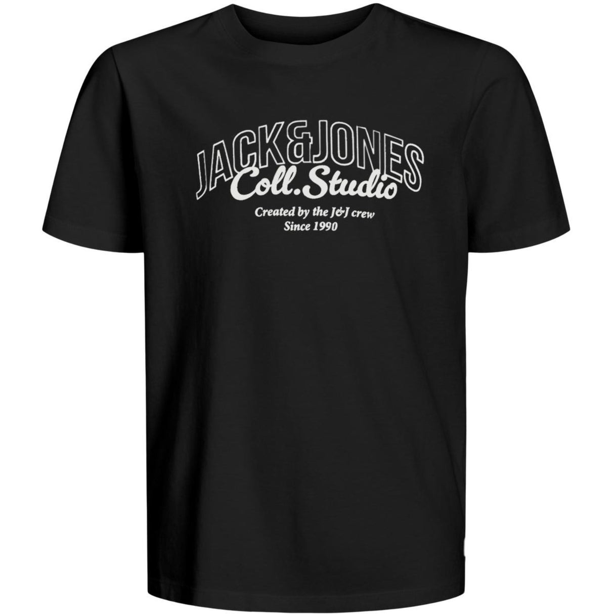 Jack & Jones Junior Black Big Print Jjmakoto Tee Ss Crew Neck Jnr