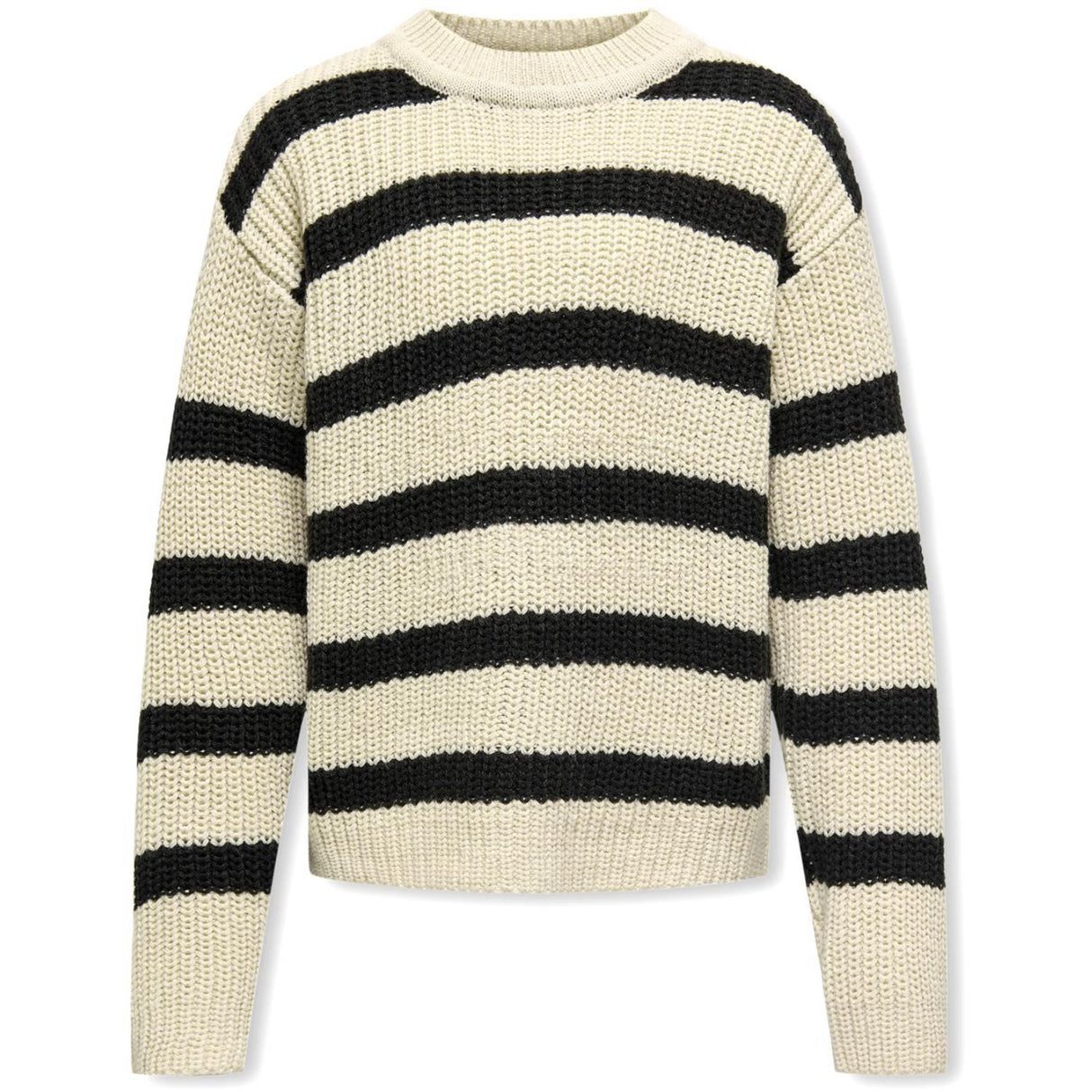 kids ONLY Eggnog Black Kogjusty L/S Stripe Pullover Knt Noos