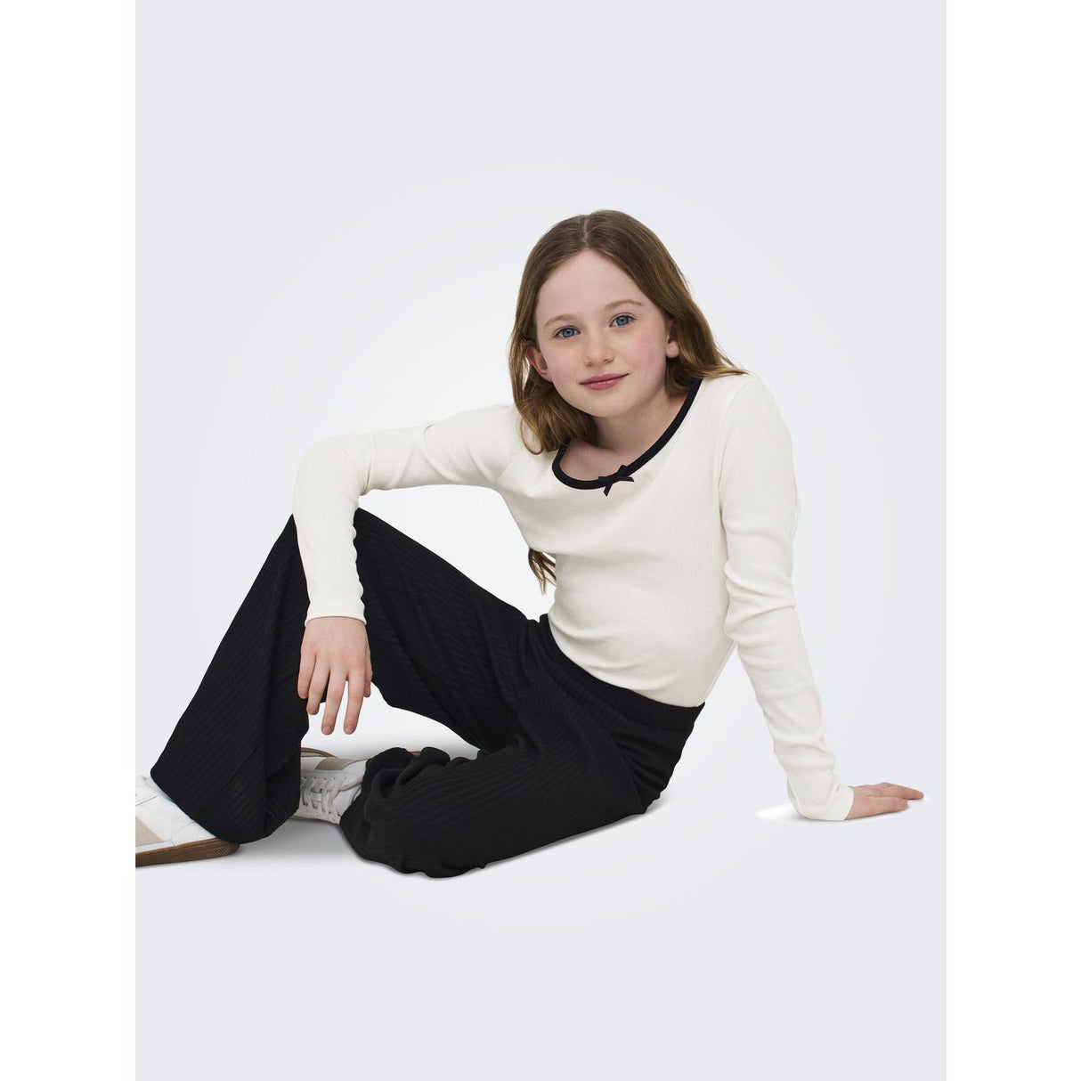 kids ONLY Cloud Dancer Black Bow Kogsofia L/S Bue Topp Jrs