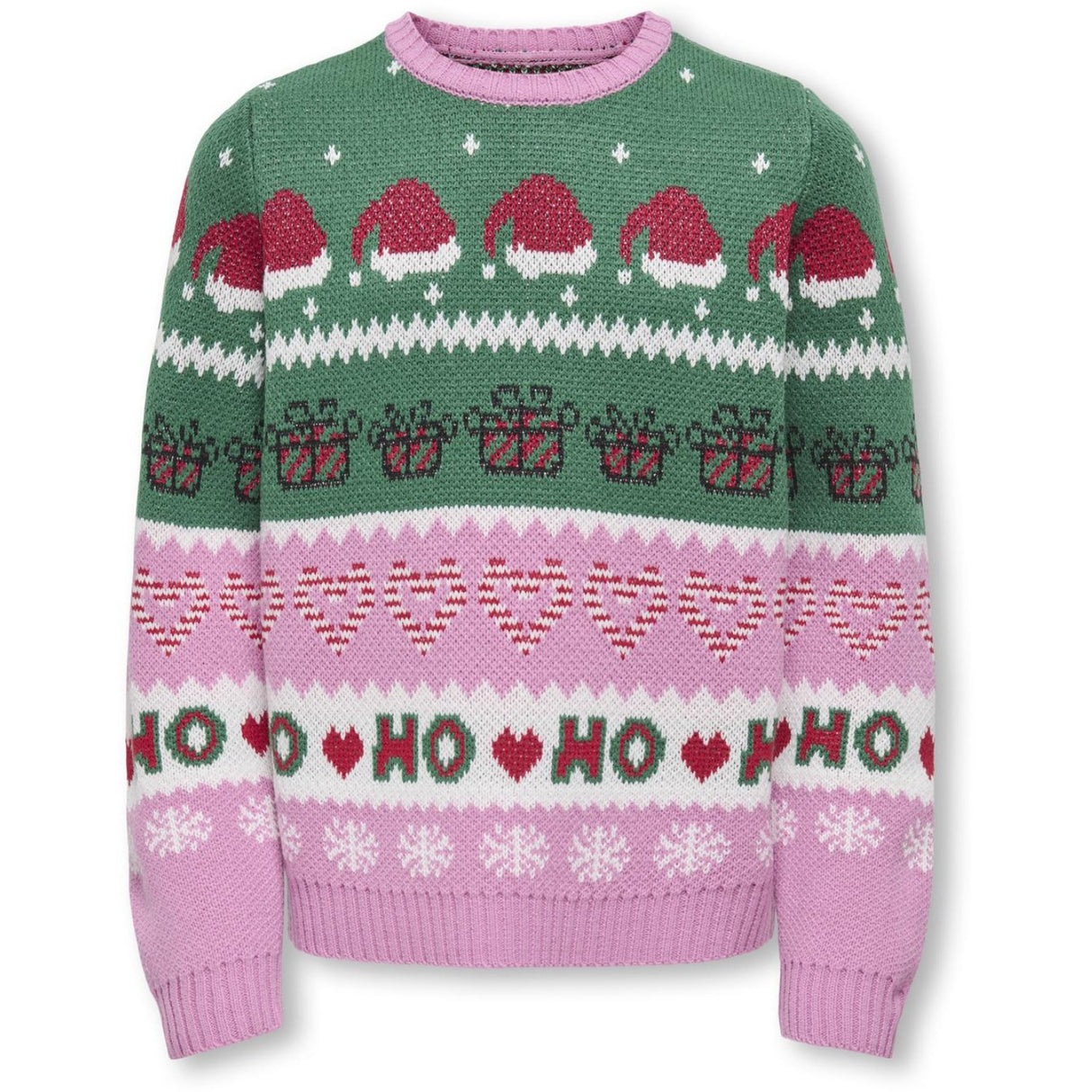 kids ONLY Fuchsia Pink W. Green Jacket/Cd/Salsa/Black Koghoho Xmas Ls Pullover Knt