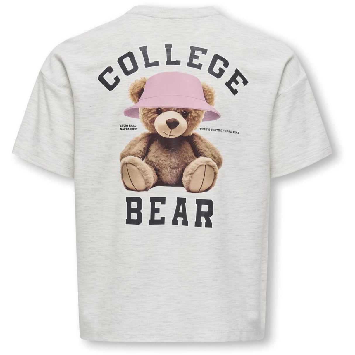 kids ONLY Light Grey Melange Collage Kogbillie Ss Loose Teddybjørn Topp Jrs Noos