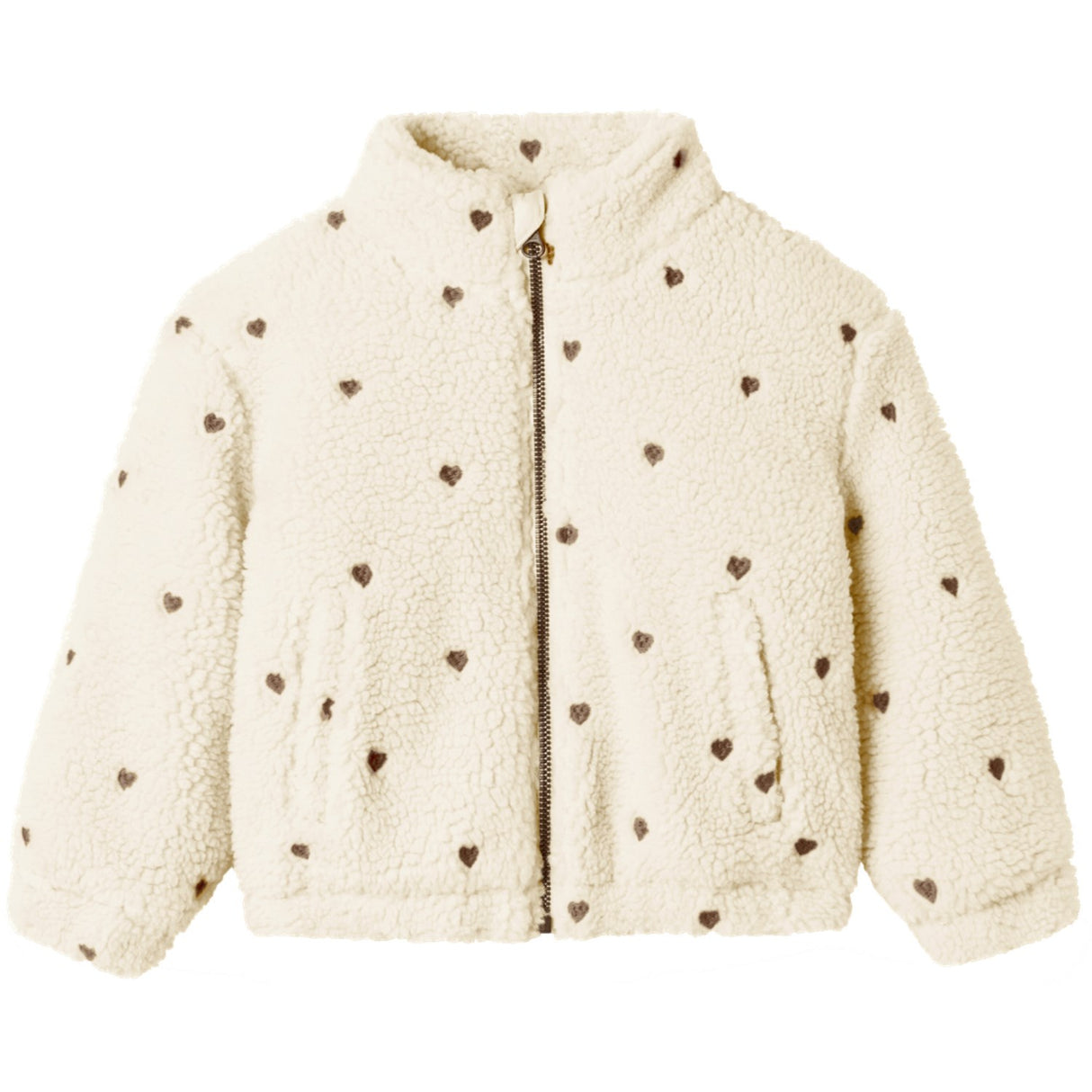 Lil'Atelier Turtledove Emb. Hearts Nmfnalo Sherpa Loose Jakke Lil