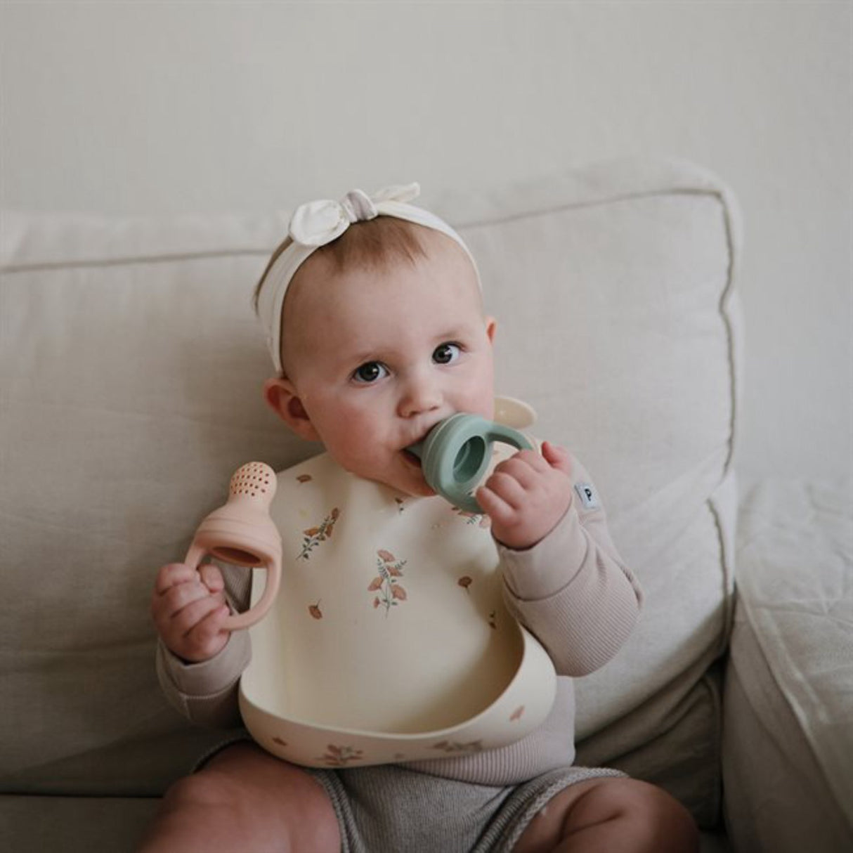 Mushie Cambridge Blue Silikon Fresh Food Feeder 2-Pakning