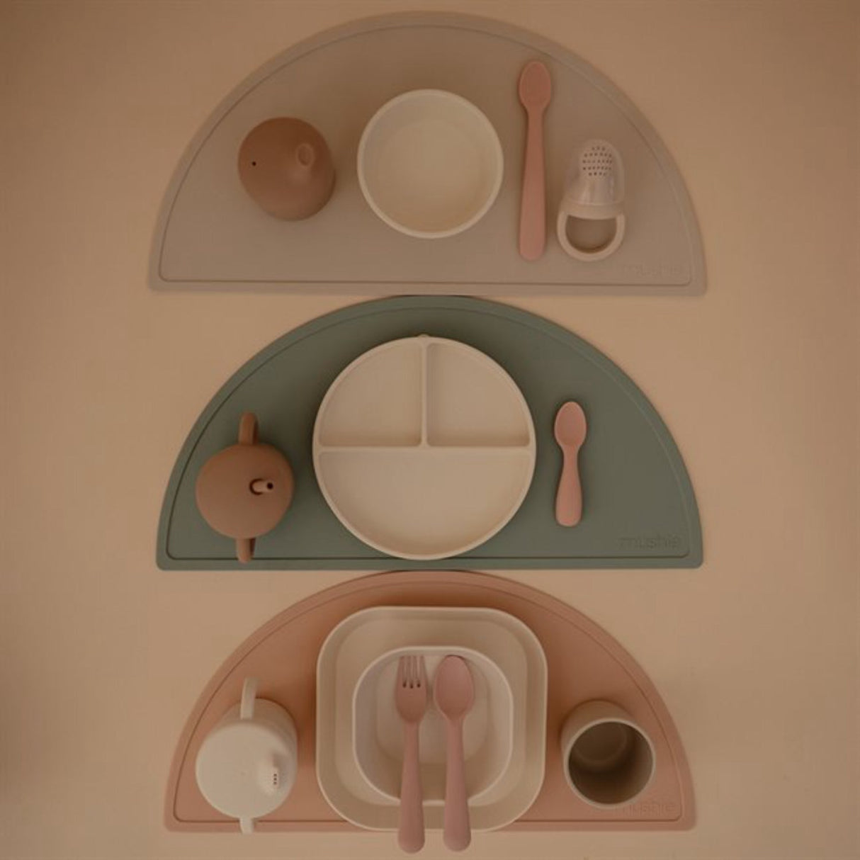 Mushie Blush/Shifting Sand Toddler Starter Skjeer 2-Pakning