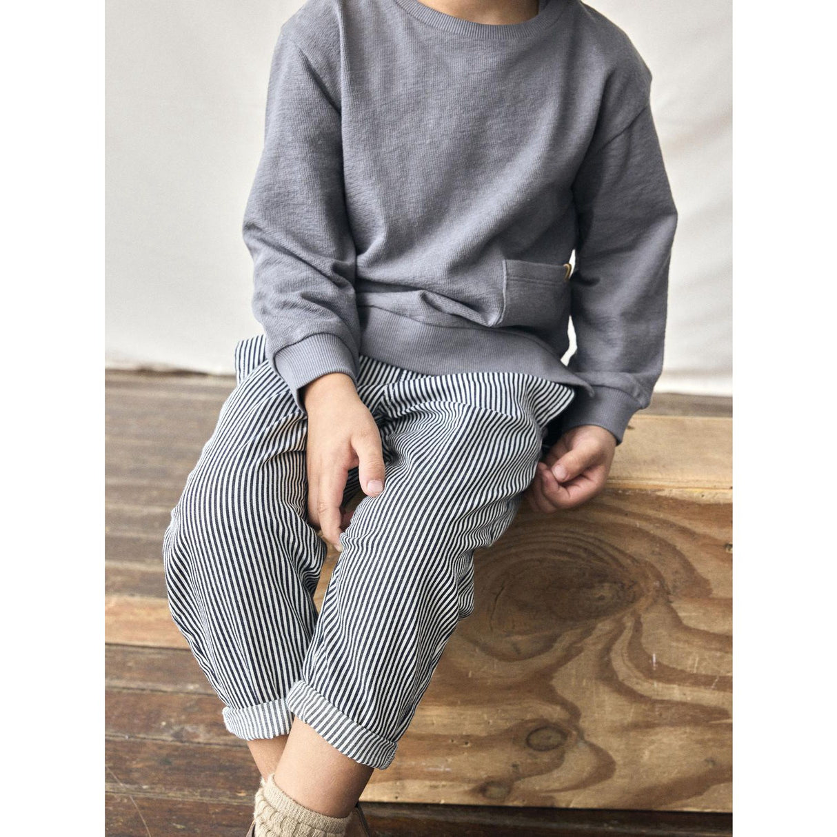 Lil'Atelier Dark Blue Denim White Nmmkasper Loose Twi Bukser 4021-Cm Lil