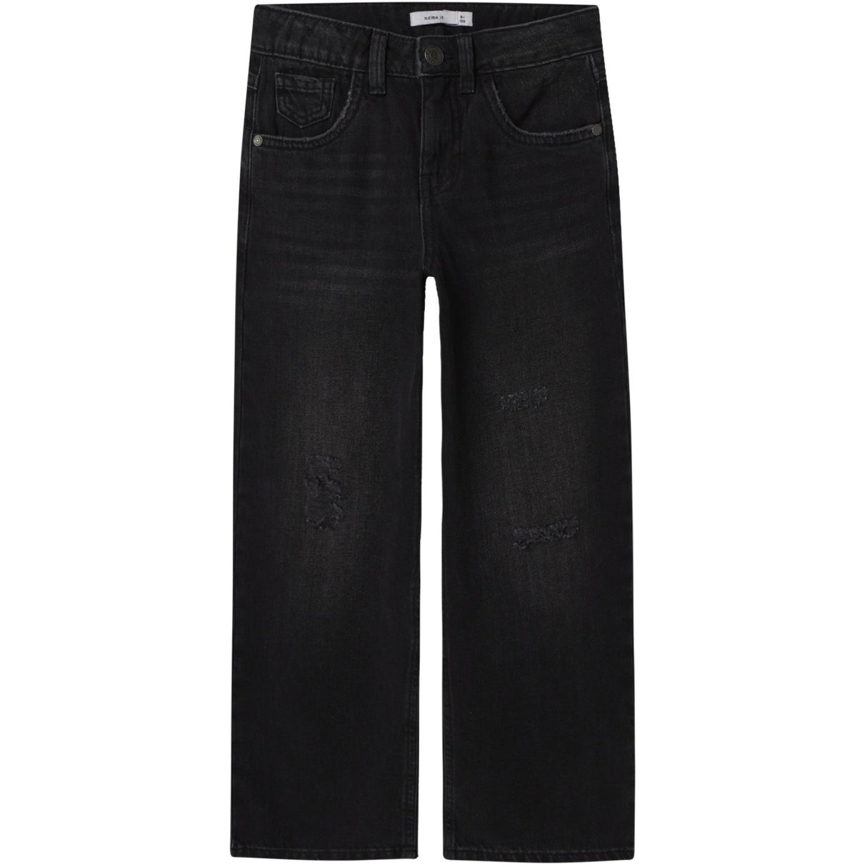 Name It Black Denim Nkfrose Hw Wide Jeans Destr 1411-Be Noos