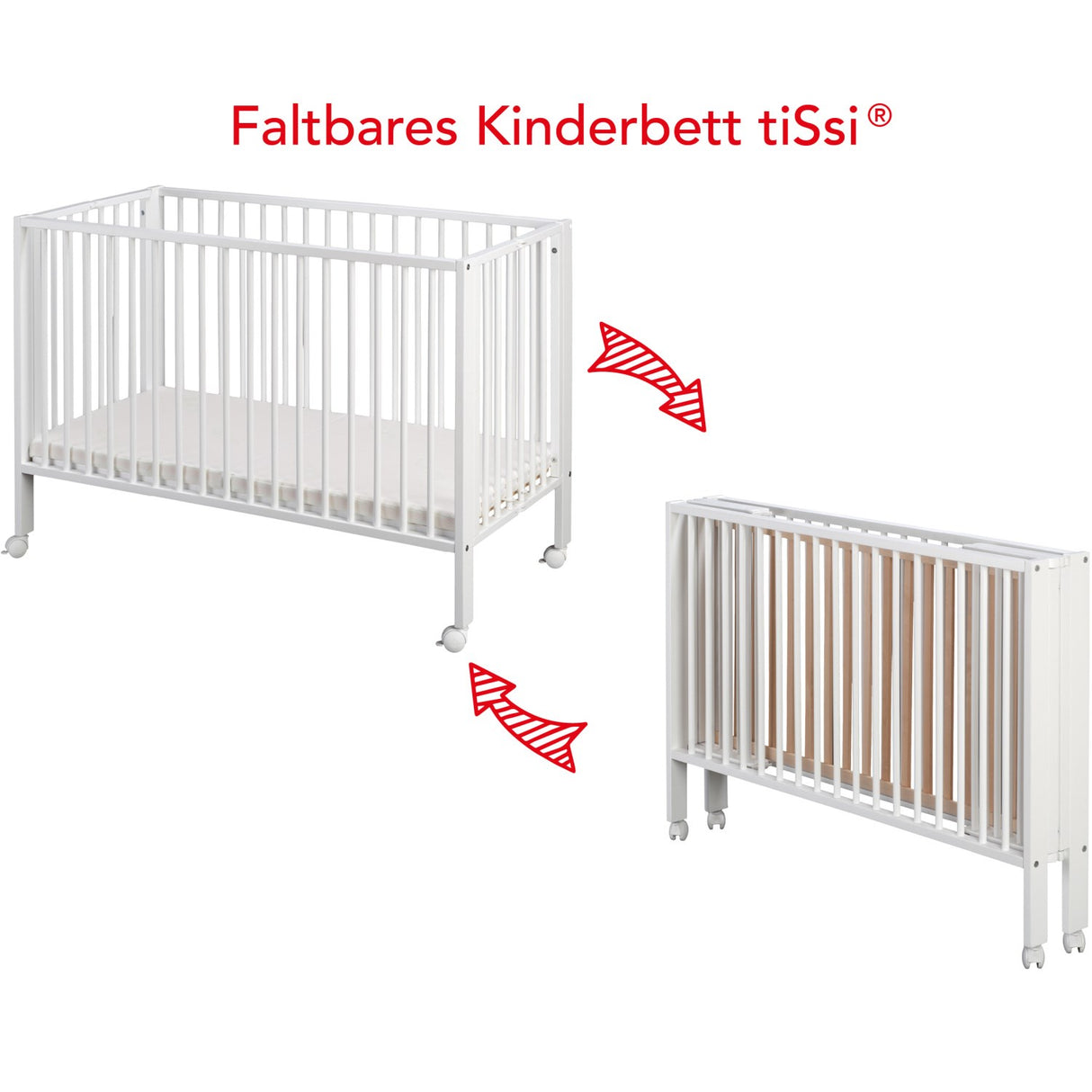 tiSsi® White Laquer Jori Sammenklappelig Seng Massiv Bøk